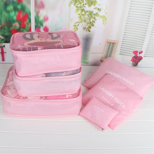 Polyester Folding Toiletry Travel Organizer Bag Set 6Pcs