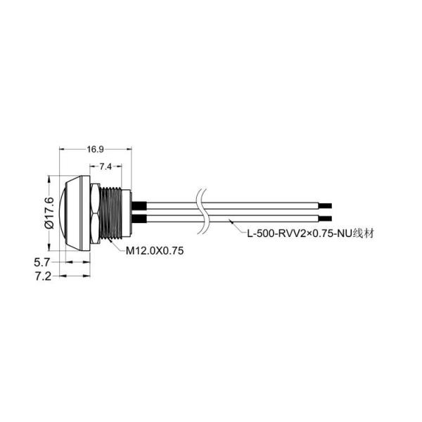 12mm Waterproof Push Button Double Pole Metal Pushbutton Momentary Switch