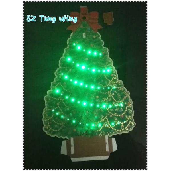 Christmas Tree Shaped Greeting Card Sound Module 4C Printing With AG10 Battery