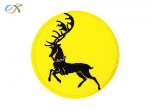 Buy cheap Custom Logo Deer Iron On Embroidered Patches Round Shape With Merrowed Border product