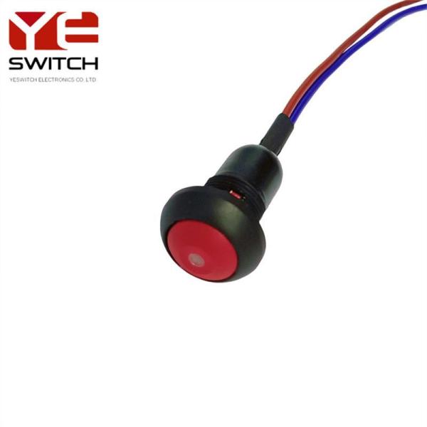 Water Resistant 12mm Momentary Button Mini Round Wired Round Push Button Switch