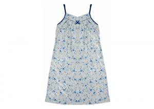China Ladies Cotton Jersey Floral Printed Strap Nightdress Sleepwear with Coloured Band on sale