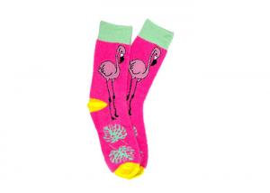 China Neon Pink Flamingo Womens Fancy Socks Women Feather Yarn Soft Socks on sale