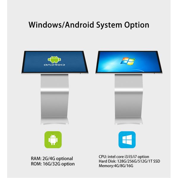 43" Horizontal Touch Screen Kiosk Landscape Interactive Digital Signage Android Windows Information Query Monitor OEM
