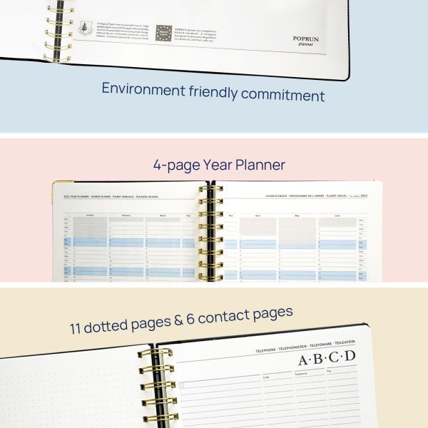 2023 Hardcover Spiral Weekly Planner 8.75'' X 6.63'' In Bordeaux