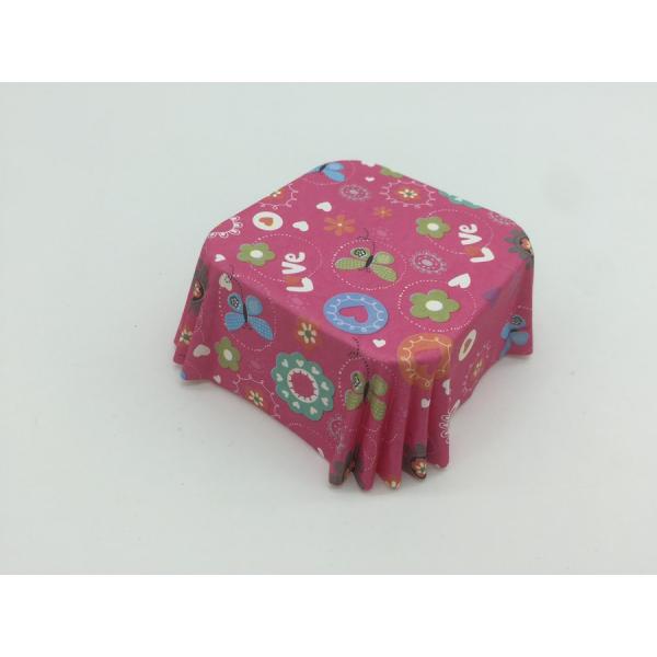 Cranberry Square Muffin Baking Cups , Pink Cupcake Wrappers High Temp Withstand