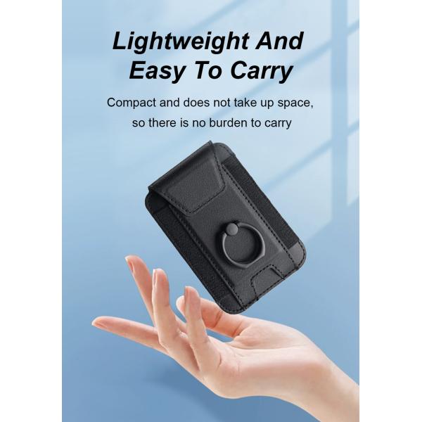 Embossed Logo Magsafe Phone Wallet Stand With PU Leather Material