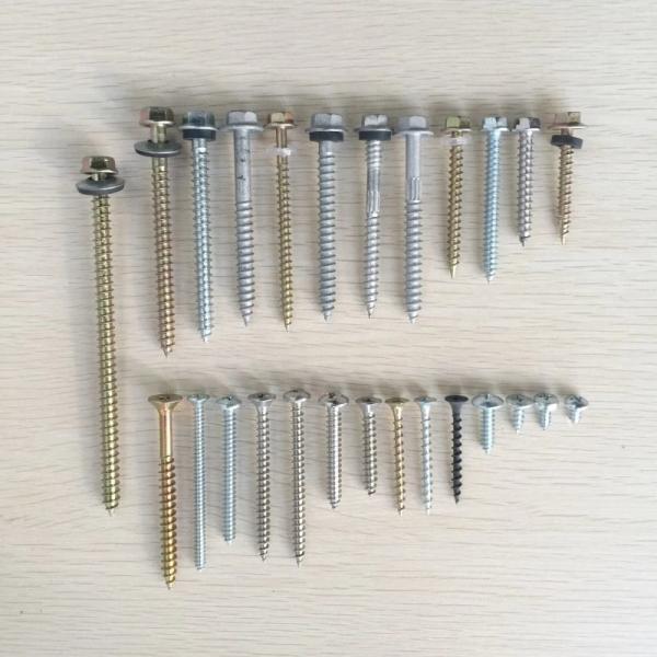 Yellow Self Drilling Tapping Screws Coarse Thread Customized Size With Washer