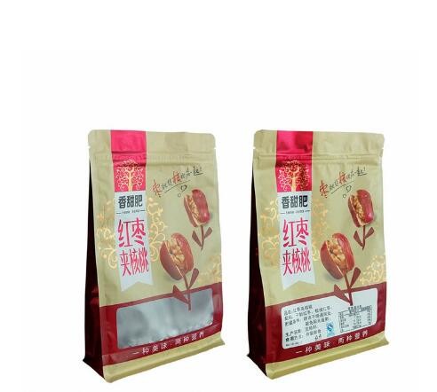 Custom Design Laminated Material Flat Bottom Zip Lock Snack Food Packaging Jujube Bags