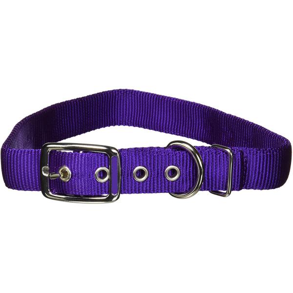 Double Thick Nylon Dog Collars With Brushed Hardware Finish Easy Cleaning