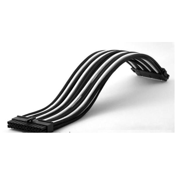 ATX Power Supply Extension Cable Motherboard 24Pin Female To Male Sleeved PSU Cable Extension Black White