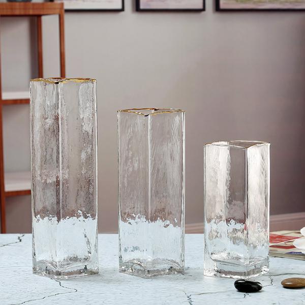 Polished Tabletop Rectangular Decorative Glass Vases With Phnom Penh Tall
