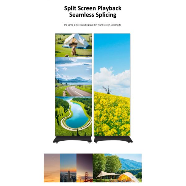 Customized Vertical Floor Stand Advertising Folding LED Mirror Display Poster Screen