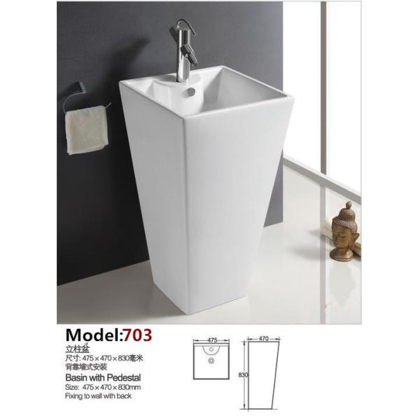 Fixing to Wall with Back Bathroom Sanitary Ware Ceramic Standing Pedestal Sinks Wash Basin