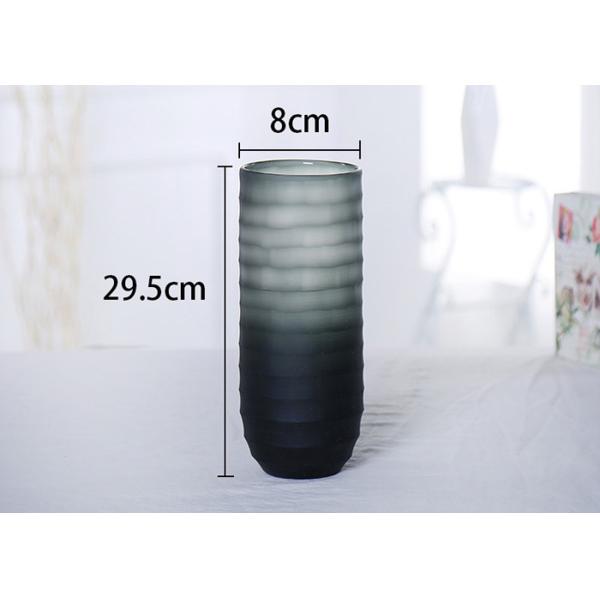 Gradient Gray Decorative Glass Vases Polished Surface Handling