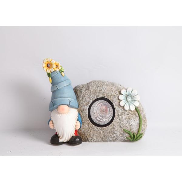 Unique Solar Magnesium Oxide Garden Statue Handmade Lifelike Gnome Stone
