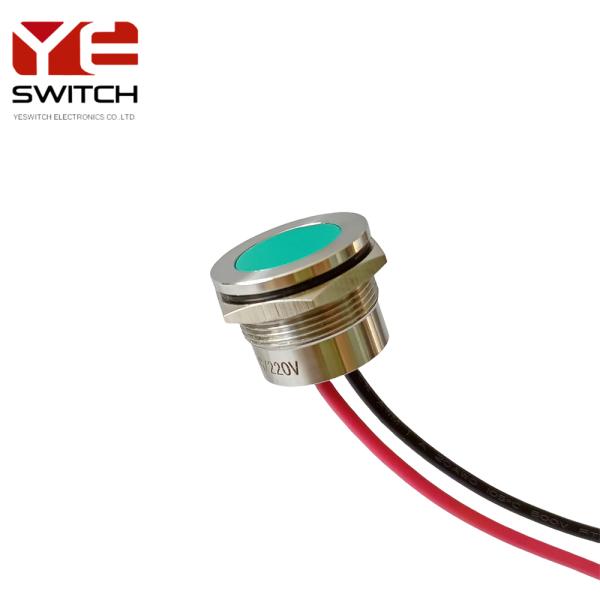 IP68 Rating 220V Push Button Switch With Green Led Light For Automobile Control System