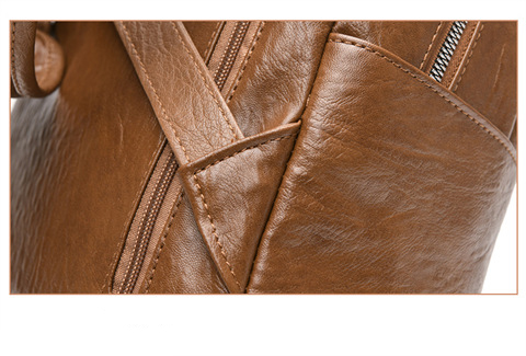 Custom Outdoor Casual Ladies Backpack in PU Leather with Zipper Closure 37*29*6cm