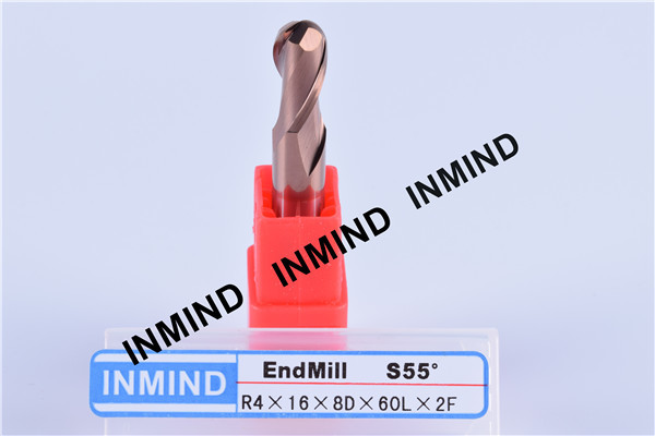 R4.0 8mm Ball Nose End Mill HRC55 TiSiN Coating , from 8 to 16mm , Ultra Fine Grain Size , High Precision