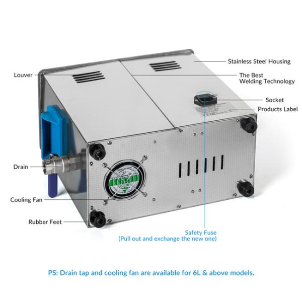6L Laboratory Manual Ultrasonic Cleaner 40kHz 150W With Drain Valve SUS304