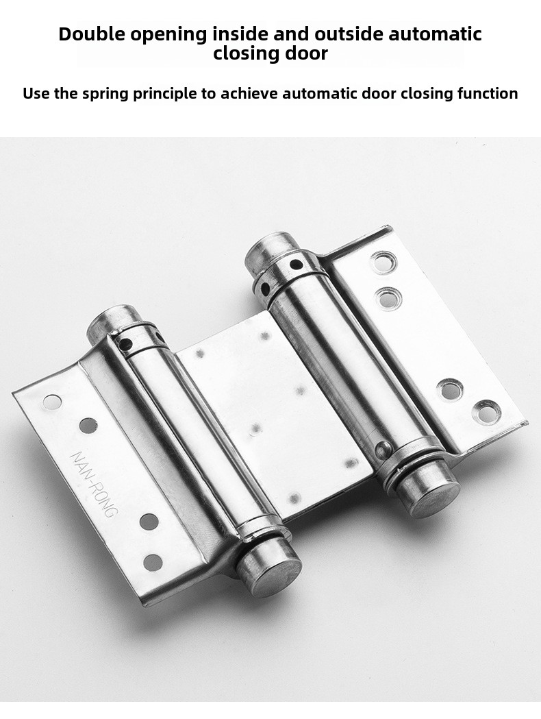 Modern Double-Open Automatic Closing Adjustable Stainless Steel Door Spring Hinge 110 Opening Angle Wall Mount