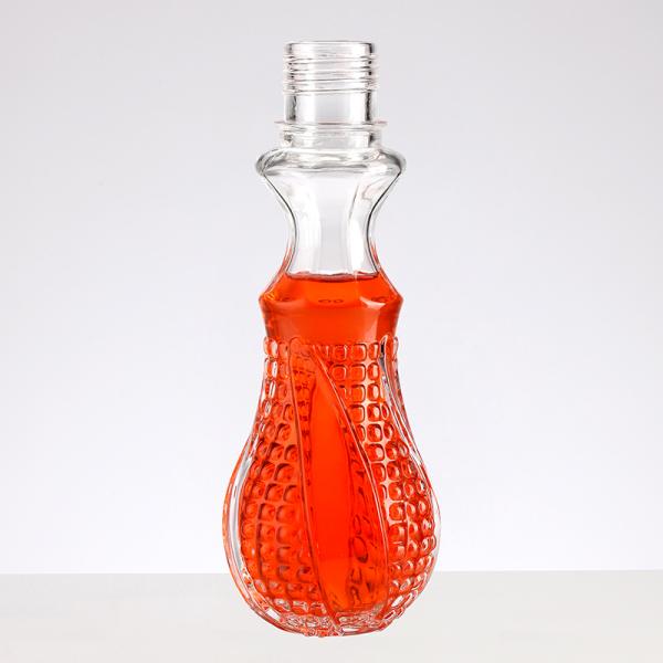 Glass Small Wine Bottle with Embossed Engraved Mini Liquor Decanter Stopper Lid 50ml 100ml