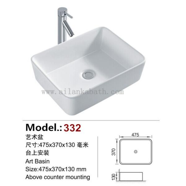 Countertop Mounting Ceramic Sinks Sanitary Ware Rectangular Art Basin Bathroom Wash Basin