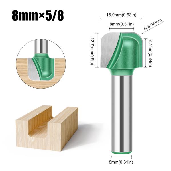 8-handle Double Arc Round Bottom Slotting Knife Slotting Knife Woodworking Scraping Bottom Knife Tungsten Carbide End Mill