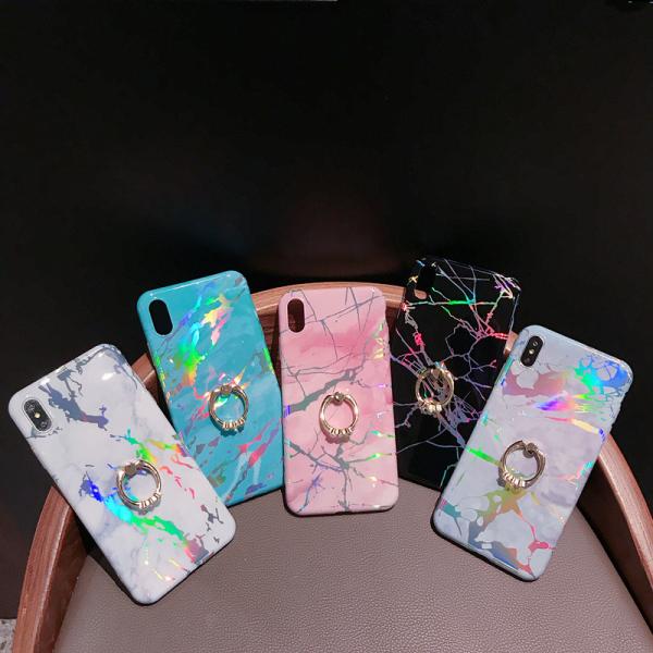 Quality Iphone, Samsung & Huawei laser marble case with iRing, Iphone Xs Max TPU marble case with iRing, Samsung Note 8 case for sale