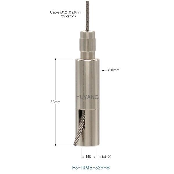 M5 Internal Griplock Cable Gripper 10mm Diameter With Straight Knurled Safety Nut F3-329-S