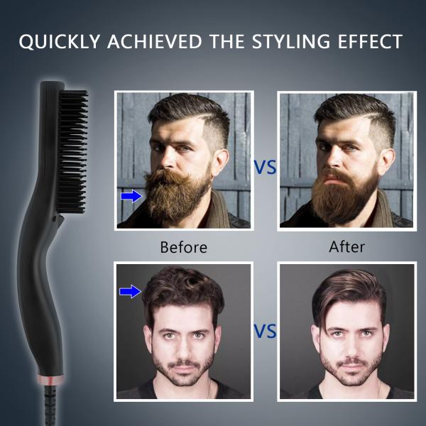 Black PTC Heating 4 Temperatures Ceramic Beard Brush