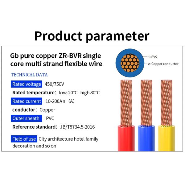 450/750V Electrical Cable Wire For House Wiring PVC Insulation Copper Conductor