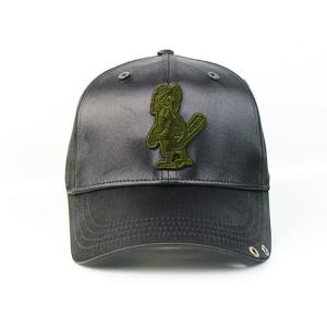 China Small MOQ Soft Silk Customized Black Embroidery Patch metal buckle baseball Hats Caps on sale
