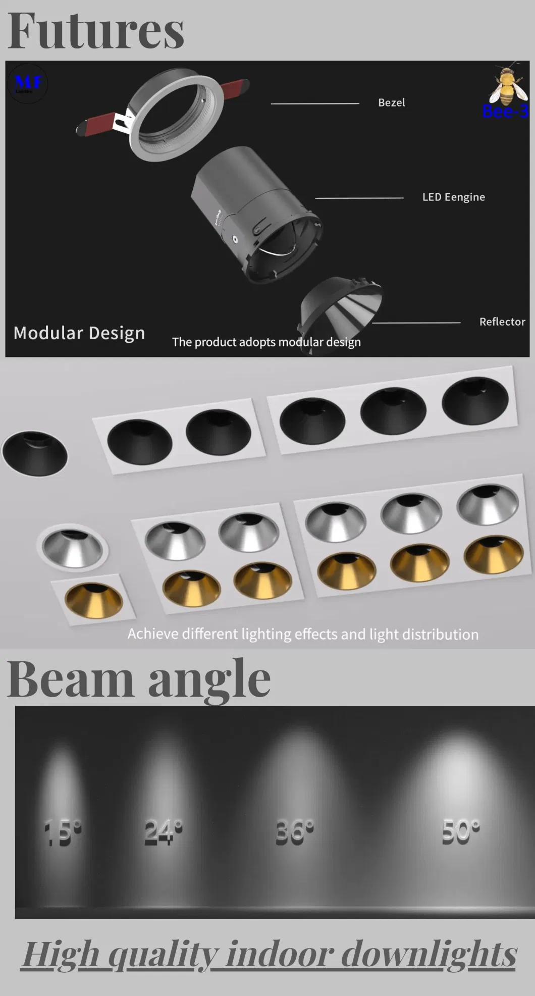 18W Alu. PC Anti Glare IP40 Round Recessed Light Spotlight Ceiling Mounted Down Light With Epistar COB CE RoHS