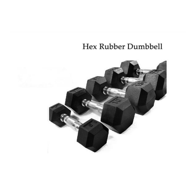 2.5kg to 40kg hex black rubber coated cast iron fixed dumbbell for wholesales