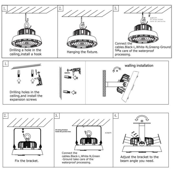 LED High Bay Lighting Beam Angle Zoomable Led Ufo High Bay Fixtures high power luminaire