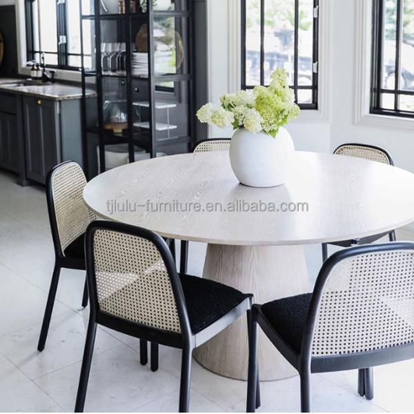 Mail Packing Durable Solid Wood Armless Rattan Dining Chair for Dining Room