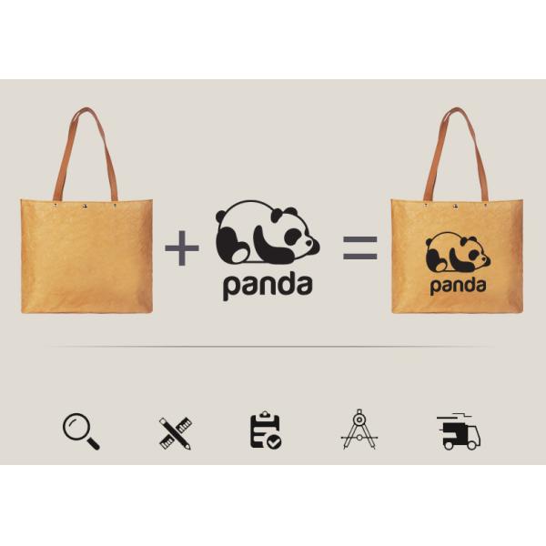 Recycle Untearable Durable Waterproof Eco-Friendly Punched Tote Tyvek Dupont Kraft Paper Shopping Handbag With Polyester Lining