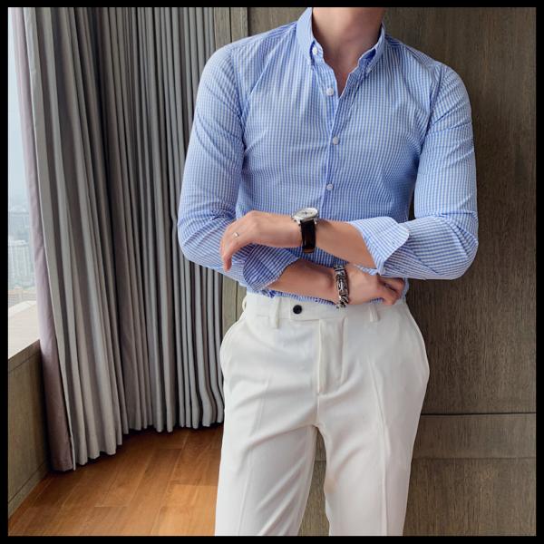 Custom Polyester Solid Cotton Formal Shirts Long Sleeve Slim Fit For Men Professional