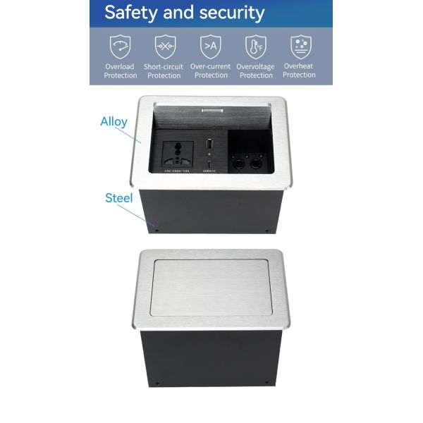 Recessed Pop Up Audio Visual Box Multimedia Socket Outlet 65W USB