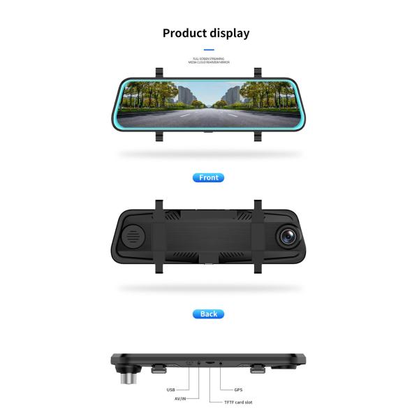 Car Panoramic Rear View Mirror Dash Cams Anti Glare AHD 1080P IPS Screen