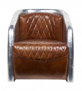 Buy cheap Top Grain Ox High Back Winged Leather Armchairs , Leather Accent Chairs With Arms Aluminium Back   product