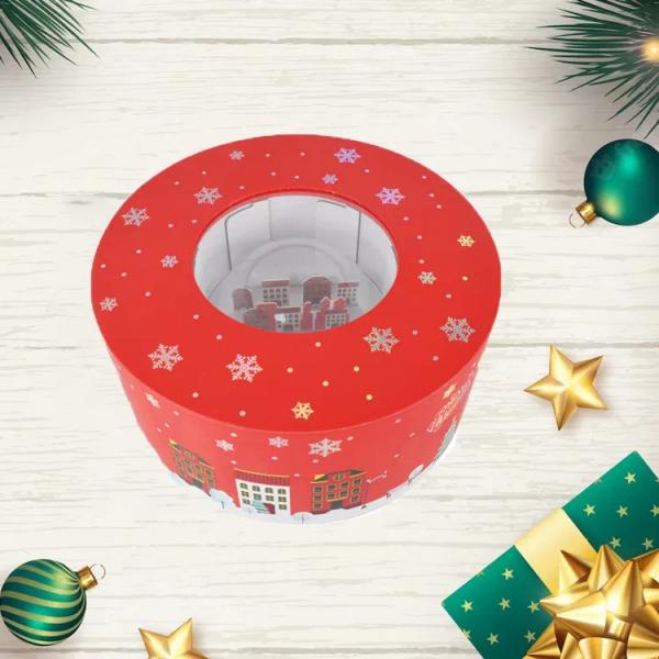 Christmas Round Chocolate Paper Gift Box 157 Gsm With Dividers Matt Lamination