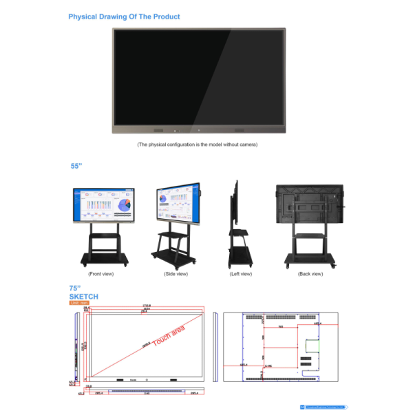 High Quality Professional Anti-Glare Infrared Touch LCD Screen 4K Resolution 20-Touch Points Dual OS Smart Class Interactive MJK