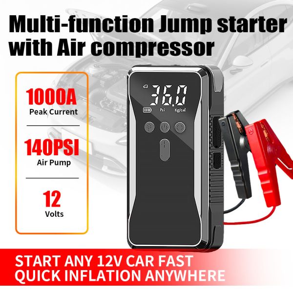 Portable Intelligent Tyre Pump 3-140 Psi Electric Tire Inflator Electric Bikes Motorcycles Automobile 2 In 1 portable car jump starter emergency car