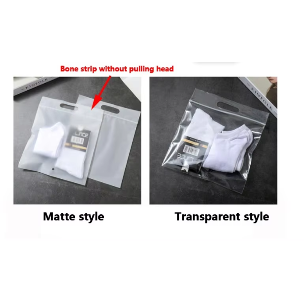 Wholesale Degradable Recyclable EVA Handled Zip-Lock Bags Matte/Transparent Garment Packaging Strap for Packing Shoes/Garments