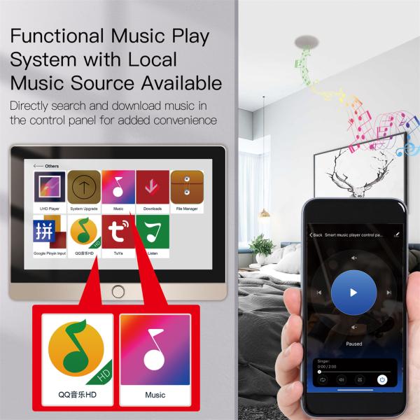 Tuya Wifi Touch Control Panel for Music Play Wall Amplifier Central Control Panel Sync Compatible Music Player Blue toot