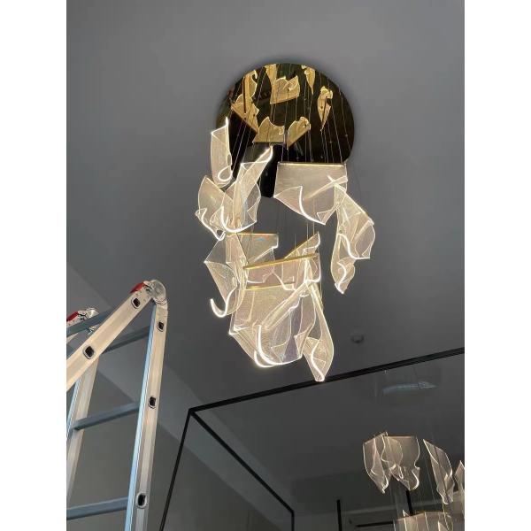 Nordic Luxury Hotel Large Big Led Ceiling Lobby Glass Pendant Chandelier Crystal Modern Atmosphere Light