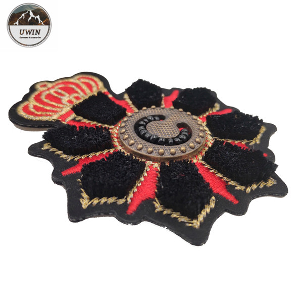 Handmade 3D Embroidery Patches Red / Black Customized Logo For Gifts / Collection