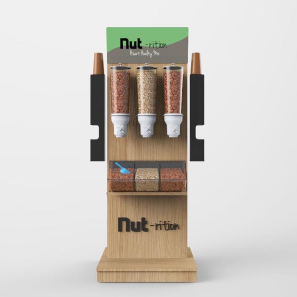 Free Standing Wooden Candy Dispenser Display Stand for Snack Store